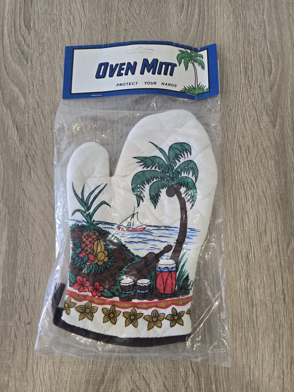 NWT Vintage 80s 90s Hawaii Tropical Oven Mitt Sealed Souvenir Kitchen Kitsch